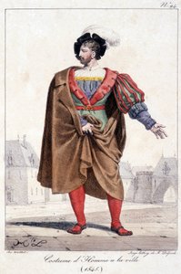 1545年頃の衣装を着た市井の人々のエングレーヴィング。 作： French School