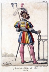 1530年、王宮の衛兵を描いたエングレーヴィング。 作： French School