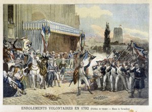 1792年の志願兵の入学式（カラー図版 作： French School