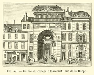 ハーコートカレッジへの入り口、rue de la Harpe 作： French School
