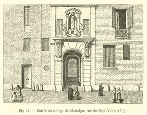 モンタイグカレッジへの入口、rue des Sept-Voies、1779 作： French School