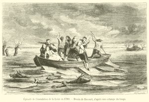 1789年のロワール川氾濫のエピソード（版画 作： French School