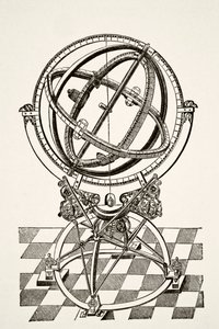Anéis ou Círculos Equatoriais, após gravura em cobre no livro Tychonis Brahe Astronomiae Instauratae Mechanica de 1602, de Ciência e Literatura na Idade Média pelo pub Paul Lacroix. Londres 1878 作： French School