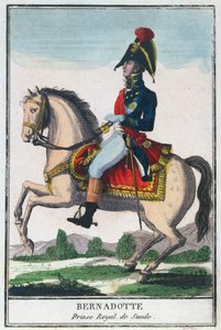 シャルルジャンバプティストベルナドット（1763-1844）の乗馬の肖像、19世紀初頭（カラー彫刻） 作： French School