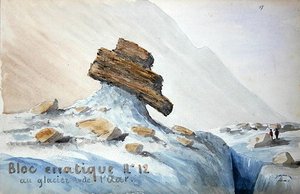 Erratic Block no.12 at the Aar Glacier in the Swiss Alps （水彩・紙） 作： French School