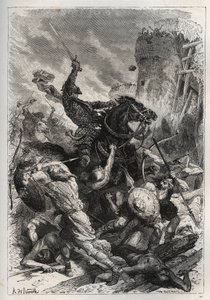 フランクスの王エウデス（オドン）（860-898）、ノルマン人との戦いを指揮し、勝利してパリを守る（860-887） - ノルマン人との戦いにおけるエウデス（852-898） - 「孫に語るフランスの歴史」 - フランソワ・ギゾー著 - 1872-1876 作： French School