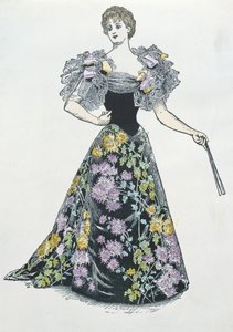 菊をモチーフにしたイブニングドレス、1894年 作： French School