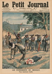 メキシコのイベント、3人のアメリカ人の撮影、「ルプチジャーナル」の表紙イラスト、補足イラストレーター、1914年5月10日