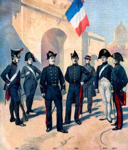 1796年から1894年の間のパリ理工科大学の生徒の制服とそのビコーズの変遷 作： French School
