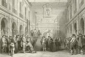 1632年10月30日、トゥールーズのホテルドヴィル裁判所でのモンモレンシの処刑 作： French School
