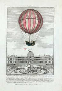 MMのエアロスタティック・グローブを体験。1783年12月1日、チュイルリー公園でのシャルルとロベールの写真（Pub.1783年（手彩色のエングレービング 作： French School