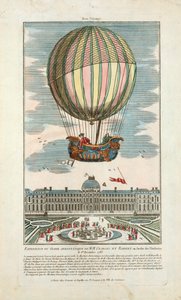MMのエアロスタティック・グローブを体験。1783年12月1日、チュイルリー公園でのシャルルとロベールの写真（Pub.1783年（手彩色のエングレービング 作： French School