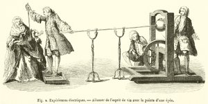 電気の実験、剣の先でワインスピリットを点灯（彫刻 作： French School