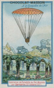 アンドレジャックガーネリンによるモンソー公園でのパラシュートの実験（1797年10月22日） 作： French School
