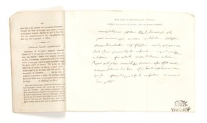 Portefeuille de Buonaparte pris à Charleroi le 18 juin 1815」よりボナパルトからの手紙の抜粋（紙にペンとインク）。 作： French School