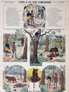 ラ・フォンテーヌの寓話「熊と二人の仲間」エピナルの絵、ペラン編、19世紀末 作： French School
