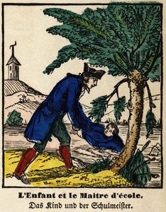 ラ・フォンテーヌの寓話：子供と校長。エピナルの画像、19世紀前半 作： French School