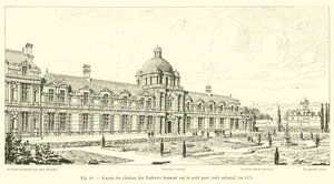1575年に東海岸の小さな公園を見下ろすチュイルリー城のファサード 作： French School