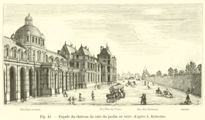 シルベストル後、1650年に庭園の側にある城のファサード 作： French School