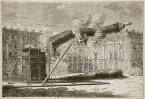 1871年4月のヴァンドーム列の崩壊、1870年から1871年のフランスとドイツ間の戦争のカッセルズ歴史のイラスト 作： French School