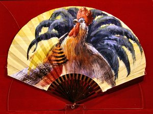 Duvelleroy et Cieの「Chantecler」をあしらった扇子 作： French School