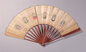1786年のアフェアデュコリアの登場人物を描いたファン（紙にトイレ） 作： French School