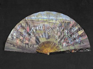 1680年にヴィトリールフランソワでフランスのルイ（1638〜1715）とマリーアンドバビエール（1660〜90）の結婚を描いたファン（紙のトイレ） 作： French School