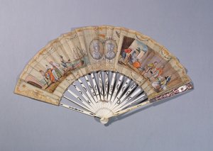 カリオストロ伯爵夫人のイラストが描かれたファン、1786年頃（紙と象牙にガッシュ） 作： French School