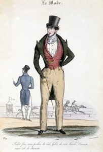 1829年の男性的ファッション - "Les Modes "に見る 作： French School