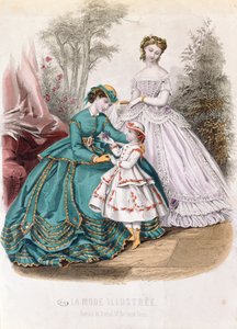 La Mode Illustree、1865のファッションプレート 作： French School
