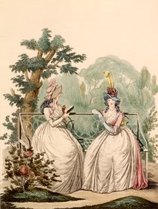 夏の日のドレスを着た女性のファッションプレート-Modes Anglaises、1794