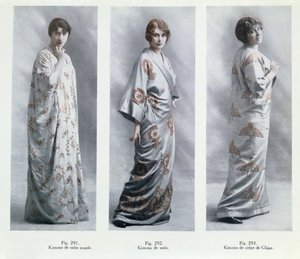 着物のデザインを示すファッションプレート、ルジャルダンデモッドヌーヴェルのイラスト、1913年4月15日 作： French School