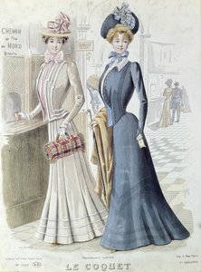 パリのパリ北駅の切符売り場にいるおしゃれな女性、1900年頃 作： French School