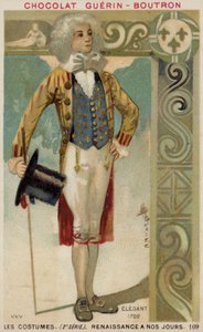 おしゃれな服装の男、1792年 作： French School