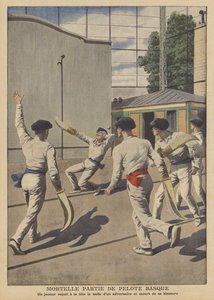 バスク・ペロタの試合中の死亡事故（カラーリトグラフ 作： French School
