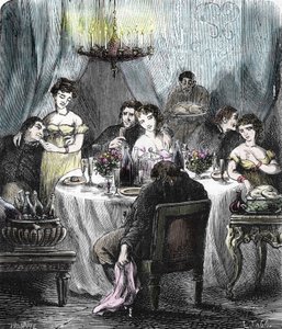 イエズス会主催の饗宴、若い女性の訪問を受けて、修復中のアミアンのサン・アチュール修道院で 作： French School