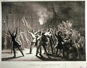 1848年2月革命（リトグラフ） 作： French School