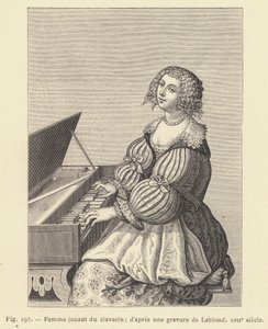 チェンバロを弾く女性（ルブロンの版画による） 17世紀（版画 作： French School