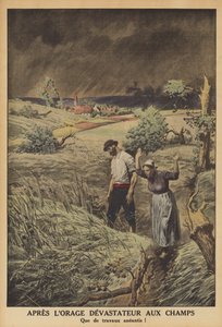 雷雨で荒廃したフランスの畑（カラーリトグラフ 作： French School