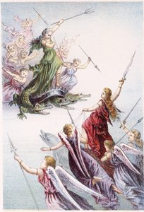 海の悪霊と善霊の戦い-H.ド・ラ・ブランシェールの「海の底への旅」にて。Paris, ed.Jouvet et Cie, sd.1880.(ダブル02950) 作： French School