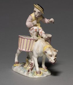 犬の猿の図、メーカー、メネシー・ヴィレロイ工場、フランス、c.1760 作： French School