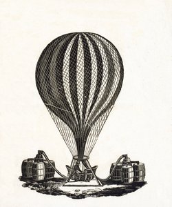 熱気球へのガス充填、1790年頃（木版画 作： French School