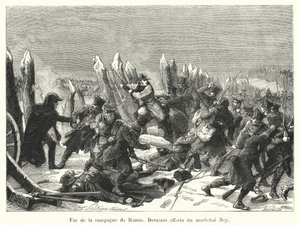 ロシア遠征の終わり、マレシャル・ネイの最後の努力（版画 作： French School