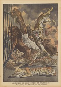 1910年ブリュッセル万国博覧会の火災（カラーリトグラフ