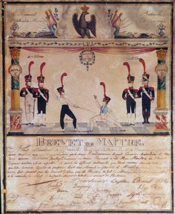 第一帝政期。1813年、マスターオブアームズの証明書。フェンシングの卒業証書、パリ、軍隊博物館 作： French School