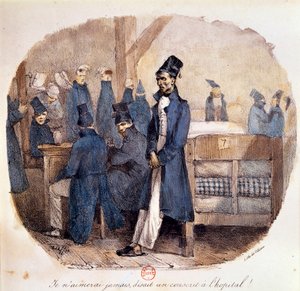 第一帝政：「1809年の病院での徴兵」パリ、B.N. 作： French School
