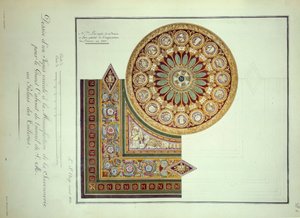 第一帝政期：パリのチュイルリー宮殿にある皇帝ナポレオン1世（1769-1821）の内閣のためにサヴォネリー工場で製作されたカーペットのデザイン 作： French School