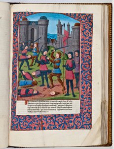 紀元70年、エルサレムでの第一次ユダヤ・ローマ戦争（手彩色プリント 作： French School