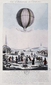 1783年、モンゴルフィエ兄弟のアノネへの初飛行 作： French School