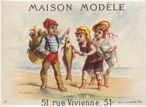 漁師は女の子にキャッチ日を示す 作： French School